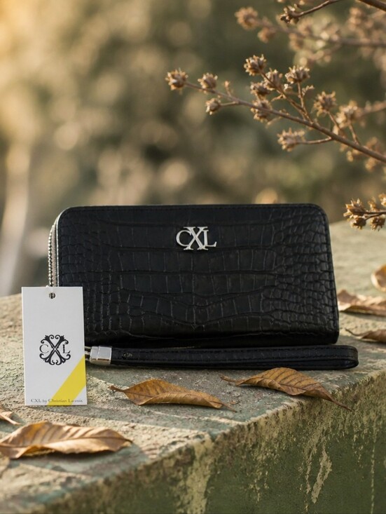 Christian Lacroix Handbags - Christian Lacroix Black Croc Zip Wristlet Wallet